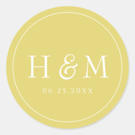 Einfache, elegante Typografie Mit Monogramm Hochze Runder Aufkleber