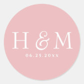 Einfache, elegante Typografie Mit Monogramm Hochze Runder Aufkleber (Vorderseite)