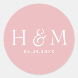 Einfache, elegante Typografie Mit Monogramm Hochze Runder Aufkleber