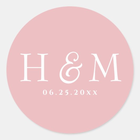 Einfache, elegante Typografie Mit Monogramm Hochze Runder Aufkleber (Vorderseite)