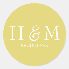Einfache, elegante Typografie Mit Monogramm Hochze Runder Aufkleber