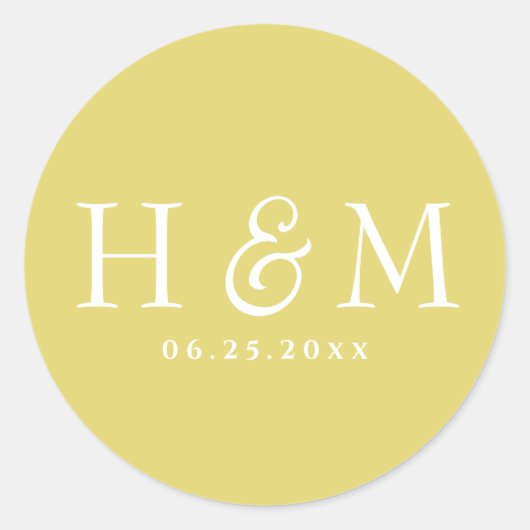 Einfache, elegante Typografie Mit Monogramm Hochze Runder Aufkleber (Vorderseite)