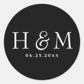 Einfache, elegante Typografie Mit Monogramm Hochze Runder Aufkleber (Vorderseite)