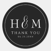 Einfache, elegante Typografie Mit Monogramm Hochze Runder Aufkleber (Vorderseite)