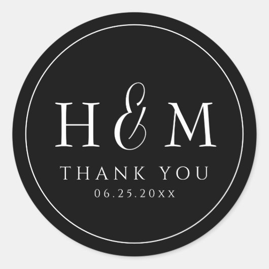 Einfache, elegante Typografie Mit Monogramm Hochze Runder Aufkleber (Vorderseite)