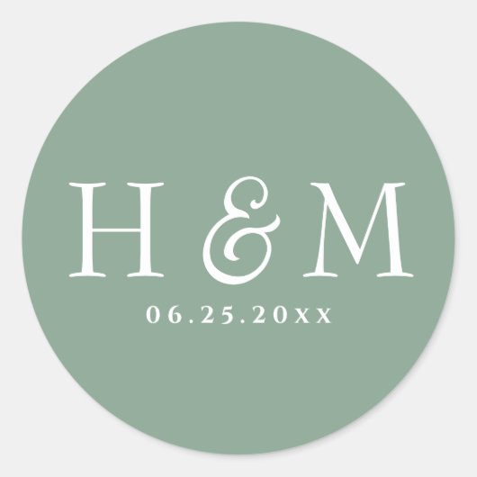 Einfache, elegante Typografie Mit Monogramm Hochze Runder Aufkleber (Vorderseite)