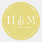 Einfache, elegante Typografie Mit Monogramm Hochze Runder Aufkleber (Vorderseite)