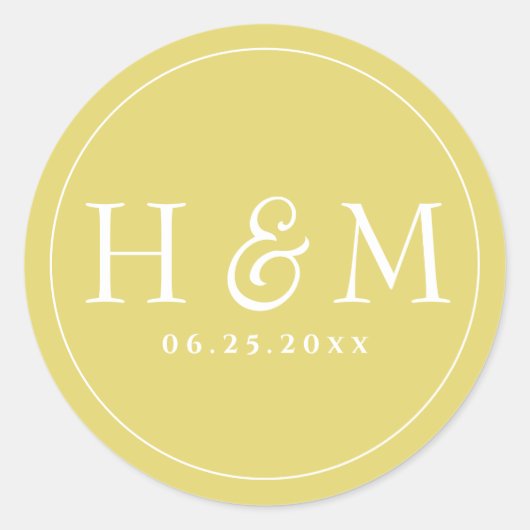 Einfache, elegante Typografie Mit Monogramm Hochze Runder Aufkleber (Vorderseite)