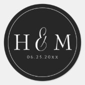 Einfache, elegante Typografie Mit Monogramm Hochze Runder Aufkleber (Vorderseite)