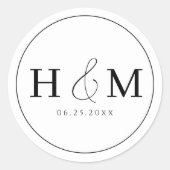 Einfache, elegante Typografie Mit Monogramm Hochze Runder Aufkleber (Vorderseite)