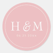 Einfache, elegante Typografie Mit Monogramm Hochze Runder Aufkleber (Vorderseite)