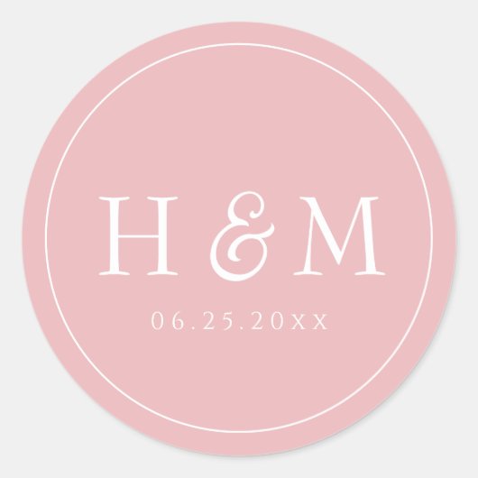 Einfache, elegante Typografie Mit Monogramm Hochze Runder Aufkleber (Vorderseite)