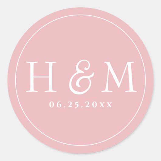 Einfache, elegante Typografie Mit Monogramm Hochze Runder Aufkleber (Vorderseite)