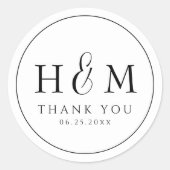 Einfache, elegante Typografie Mit Monogramm Hochze Runder Aufkleber (Vorderseite)