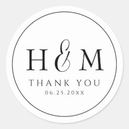 Einfache, elegante Typografie Mit Monogramm Hochze Runder Aufkleber
