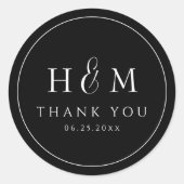 Einfache, elegante Typografie Mit Monogramm Hochze Runder Aufkleber (Vorderseite)