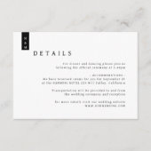 Einfache elegante Typografie Monogram Wedding Deta Begleitkarte (Vorderseite)