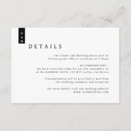 Einfache elegante Typografie Monogram Wedding Deta Begleitkarte