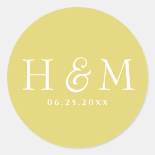 Einfache elegante Typografie monogrammierte Hochze Runder Aufkleber