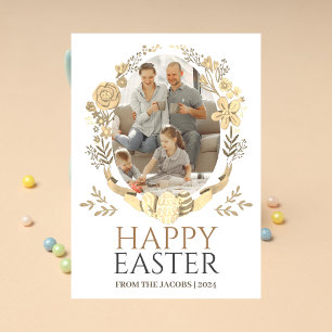 Einfache Elegante Typografie Osterfamilie Ein Foto Feiertagskarte