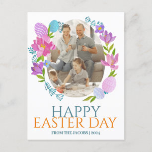 Einfache Elegante Typografie Osterfamilie Ein Foto Feiertagspostkarte
