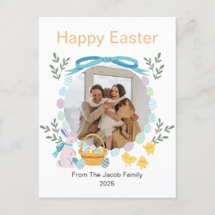 Einfache Elegante Typografie Osterfamilie Ein Foto Feiertagspostkarte
