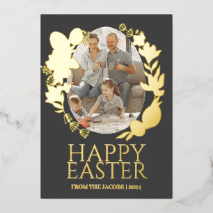 Einfache Elegante Typografie Osterfamilie Ein Foto Folien Feiertagskarte