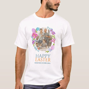 Einfache Elegante Typografie Osterfamilie Ein Foto T-Shirt