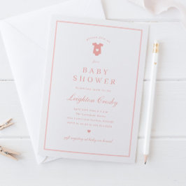 Einfache elegante Typografie Pink Baby Shower Einladung