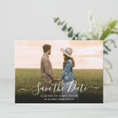 Einfache elegante Typografie Script 1 Foto Hochzei Save The Date (Stehend Vorderseite)