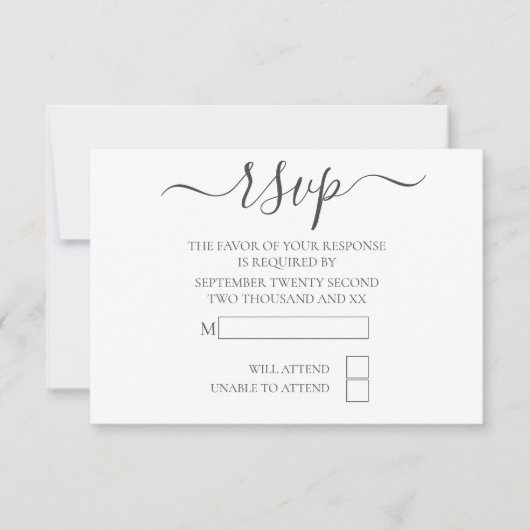Einfache elegante Typografie-UAWG Wedding RSVP Karte (Vorderseite)