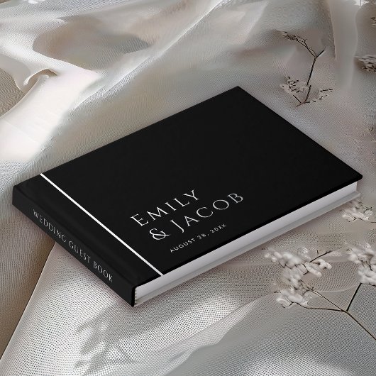 Einfache Elegante Typografie und Foto Hochzeit Gästebuch