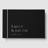 Einfache Elegante Typografie und Foto Hochzeit Gästebuch (Vorderseite)