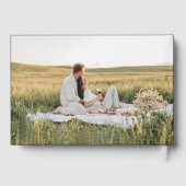 Einfache Elegante Typografie und Foto Hochzeit Gästebuch (Rückseite)