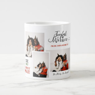 Einfache Elegante Typografie Weihnachten Paar 3 Fo Jumbo-Tasse