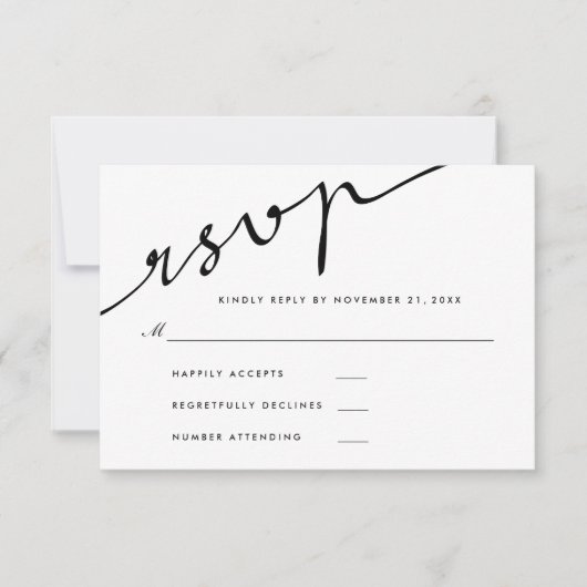 Einfache, elegante UAWG-Kalligrafie-Script-Hochzei RSVP Karte (Vorderseite)