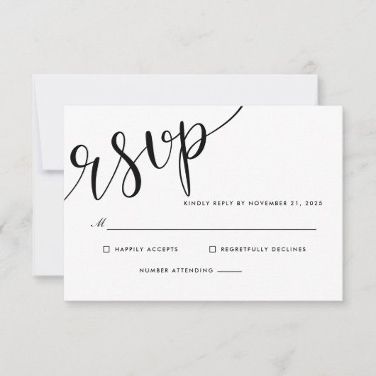 Einfache Elegante UAWG Script-Hochzeit RSVP Karte (Vorderseite)