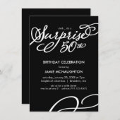 Einfache, elegante Überraschung 50. Geburtstagsfei Einladung (Vorne/Hinten)