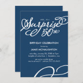 Einfache, elegante Überraschung 50. Geburtstagsfei Einladung (Vorne/Hinten)