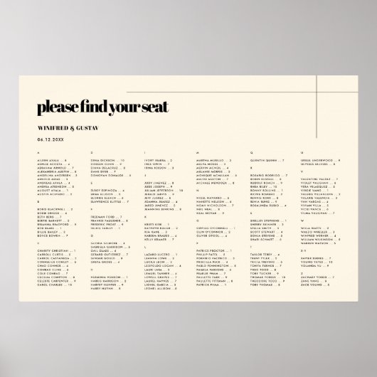 Einfache elegante und schicke Alphabetische Sitzka Poster (Vorne)