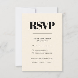 Einfache, elegante und schicke Auswahl an Cremes RSVP Karte