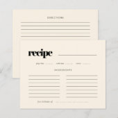 Einfache elegante und schicke Creme-Rezeptkarte (Vorne/Hinten)