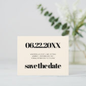 Einfache elegante und schicke Creme Save the Date Postkarte (Stehend Vorderseite)