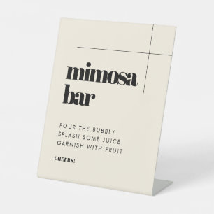 Einfache, elegante und schicke Hochzeit Mimosa Bar Sockelschild