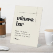 Einfache, elegante und schicke Hochzeit Mimosa Bar Sockelschild (In SItu)