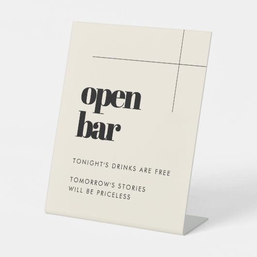 Einfache, elegante und schicke Hochzeit Open Bar Sockelschild (Vorderseite)
