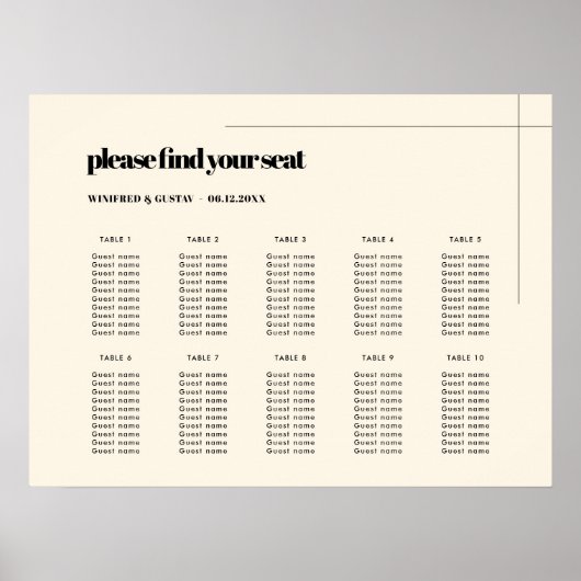 Einfache elegante und schicke Hochzeitskarte Poster (Vorne)