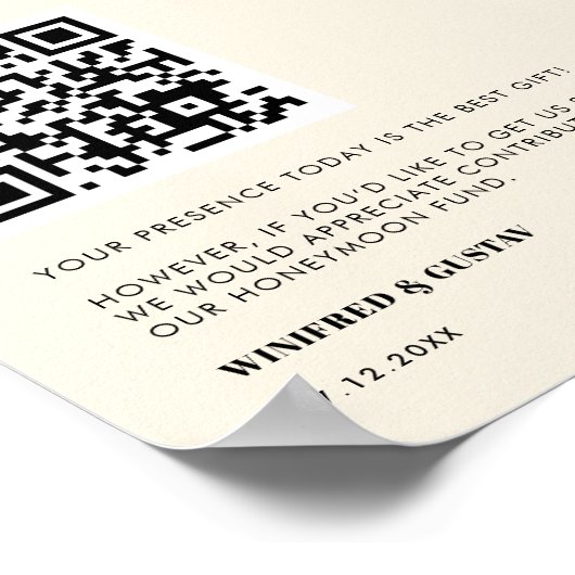 Einfache elegante und schicke Honeymoon-Fonds QR-C Poster (Ecke)