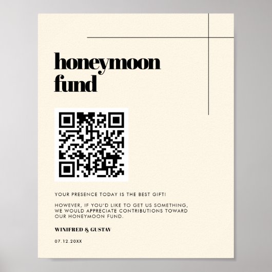 Einfache elegante und schicke Honeymoon-Fonds QR-C Poster (Vorne)