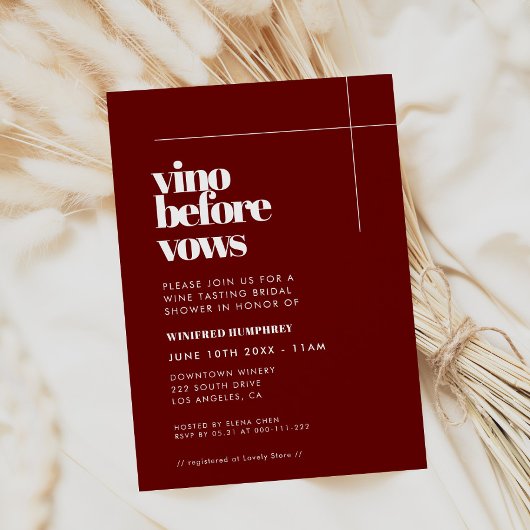 Einfache elegante und schicke Vino Before Vows Einladung
